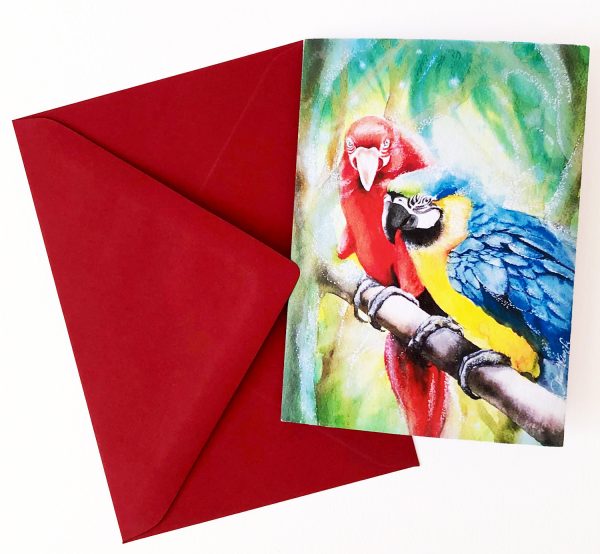 Gomez Rueda - Karten, Grußkarte Papageien