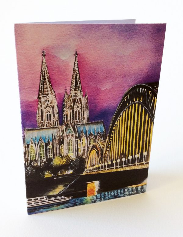 Gomez Rueda - Karten, Grußkarte Köln lila