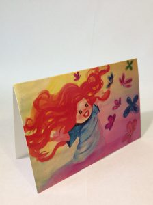 Gomez Rueda - Karten, Kunstkarte und Grußkarte "Niña con mariposas"